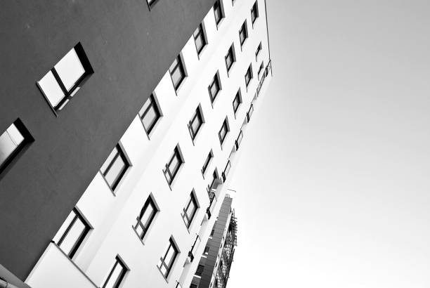 istock Modern, Luxury Apartment Building. Black and white. 846897844