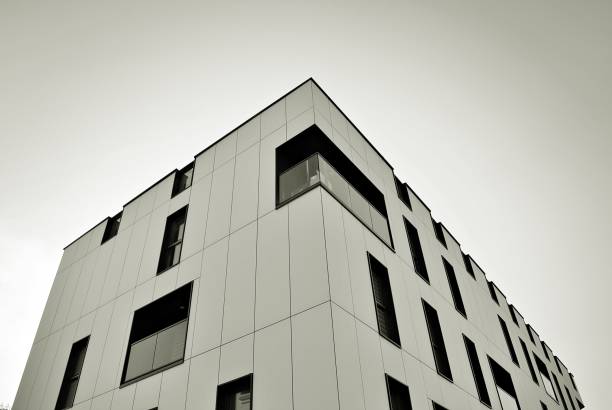 istock Modern, Luxury Apartment Building. Black and white. 846902020