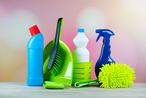 istock Colorful Cleaning concept with supplies 846921306