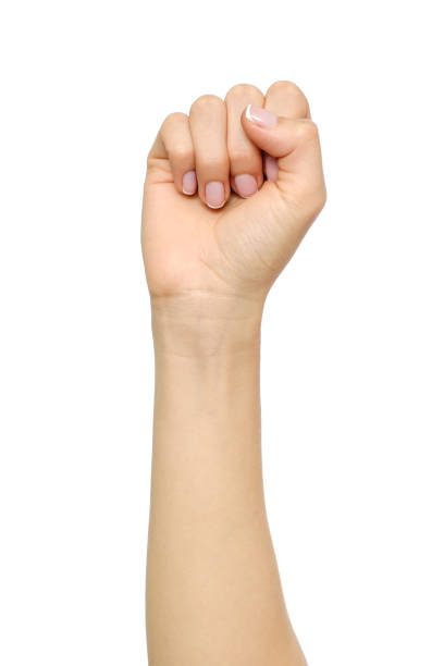 istock Woman's hand with fist gesture isolated on white 846928878