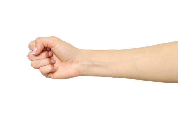 istock Woman's hand with fist gesture isolated on white 846928976