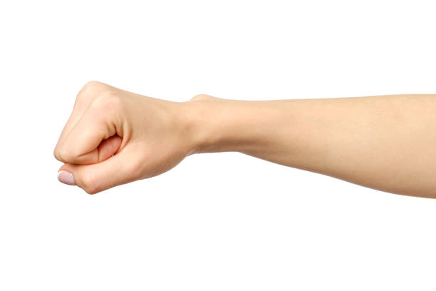 istock Fist caucasian woman's hand gesture isolated over white 846928978