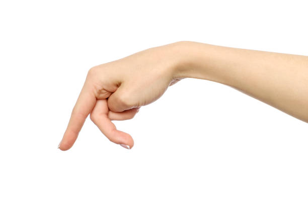 istock Woman's hand with fingers simulating someone walking or running isolated on white 846929044