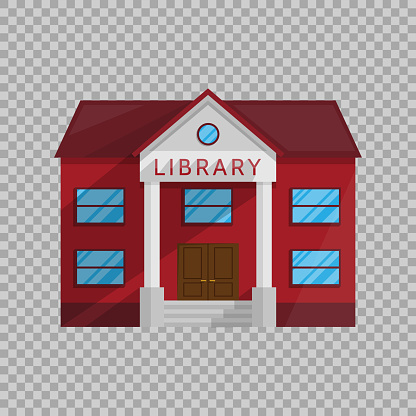 Library Drawing Transparent Library Building In Flat Style Isolated On Transparent Background ...