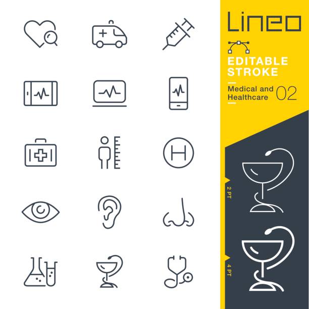 Lineo Editable Stroke - Medical and Healthcare line icons Vector Icons - Adjust stroke weight - Expand to any size - Change to any colour ear stock illustrations