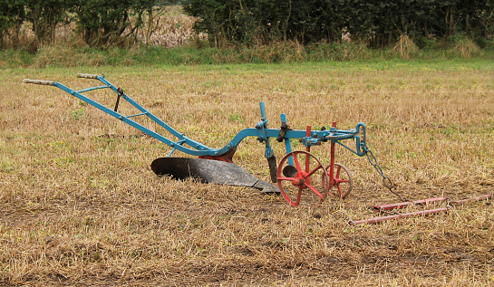 A Single Blade Hand Steered Vintage Farming Plough.