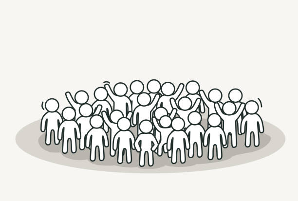 istock Big white people crowd. Conference or discussion concept. Hand drawn cartoon or sketch design. 846969068