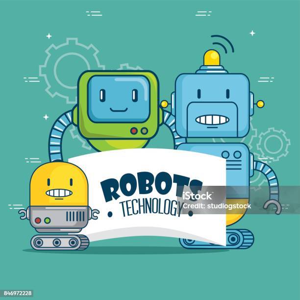 Automate Cartoon Cute Cartoon Robots Technology Stock Illustration - Download Image Now ...