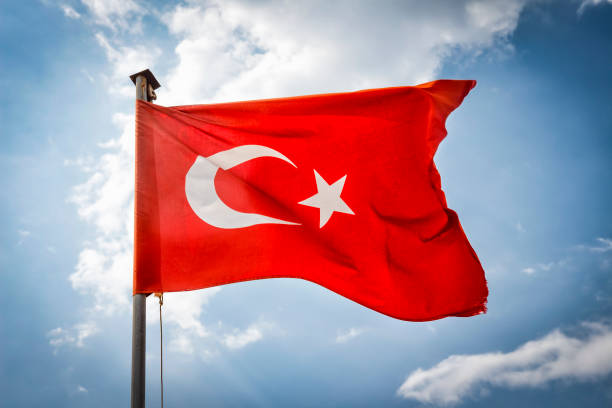 istock Turkish flag on the background of sky 846990612