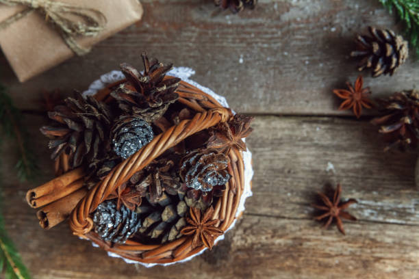 istock Christmas decorations on a wooden background 847000038
