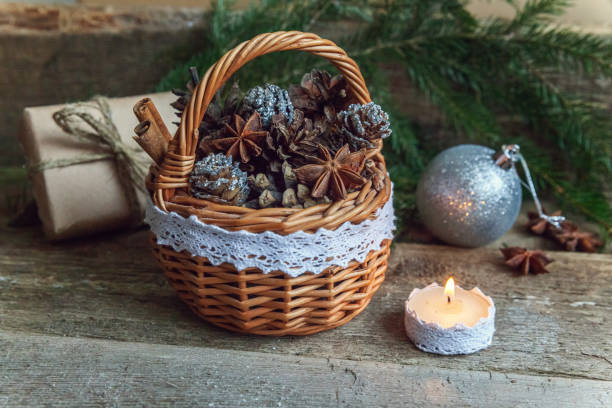 istock Christmas decorations on a wooden background 847002926