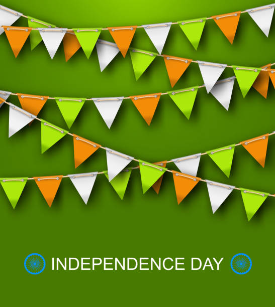 istock Greeting Background for Independence Day of India with Hanging Bunting - Illustration Vector 847006156