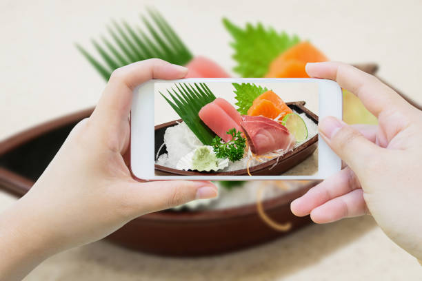 istock Japanese sashimi sushi set on sushi boat plate 847009746