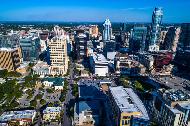 istock Austin , Texas , sunny afternoon aerial drone view above downtown 847022016