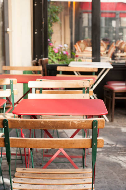 istock colored tables and chairs outside a bistro in Paris 847026192