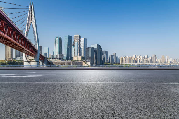 istock Panoramic skyline and buildings with empty road，chongqing city，china 847027170