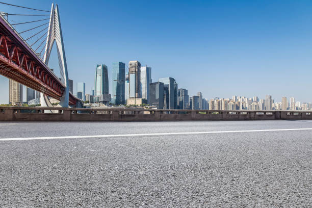 istock Panoramic skyline and buildings with empty road，chongqing city，china 847029630