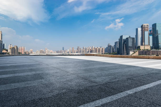 istock Panoramic skyline and buildings with empty concrete square floor，chongqing city，china 847029980