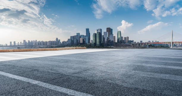 istock Panoramic skyline and buildings with empty road，chongqing city，china 847030238