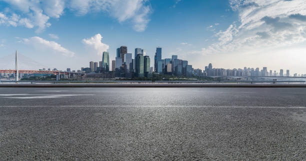 istock Panoramic skyline and buildings with empty road，chongqing city，china 847030260