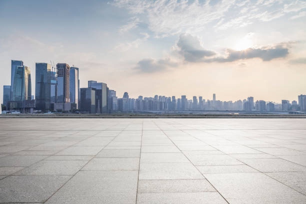 istock Panoramic skyline and buildings with empty concrete square floor，chongqing city，china 847032396