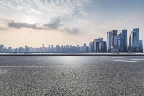 istock Panoramic skyline and buildings with empty road，chongqing city，china 847032434