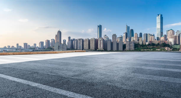 istock Panoramic skyline and buildings with empty road，chongqing city，china 847032540