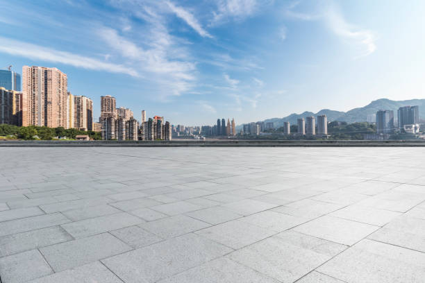 istock Panoramic skyline and buildings with empty concrete square floor，chongqing city，china 847032602