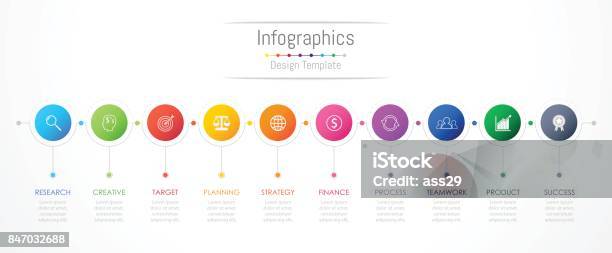 Infographic Design Elements For Your Business Data With 10 Options Parts Steps Timelines Or Processes Vector Illustration Stock Illustration - Download Image Now