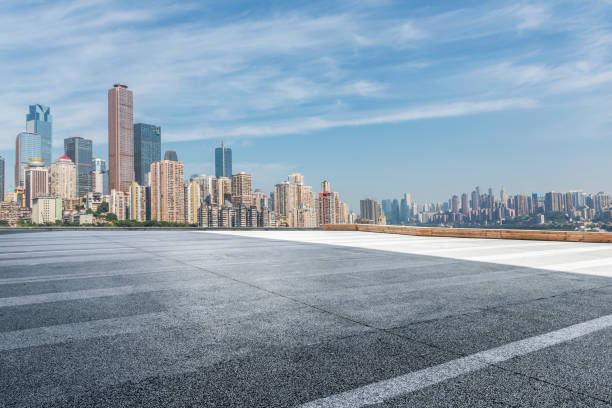 istock Panoramic skyline and buildings with empty concrete square floor，chongqing city，china 847032698