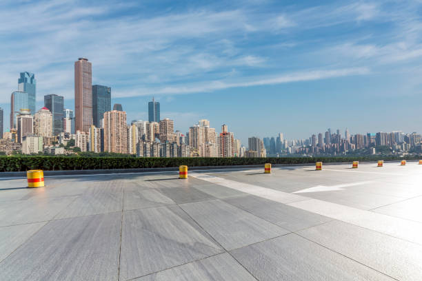 istock Panoramic skyline and buildings with empty concrete square floor，chongqing city，china 847032802