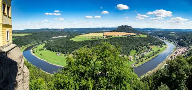 View to Elbe river from Konigstein fortress at Germany