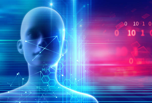 istock 3d illustration of virtual human on technology background. 847039548