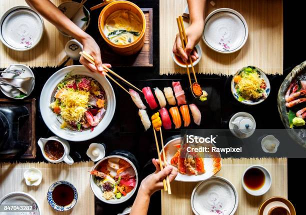 Japanese Dining Healthy Food Stock Photo - Download Image Now - Japanese Food, Sushi, Eating