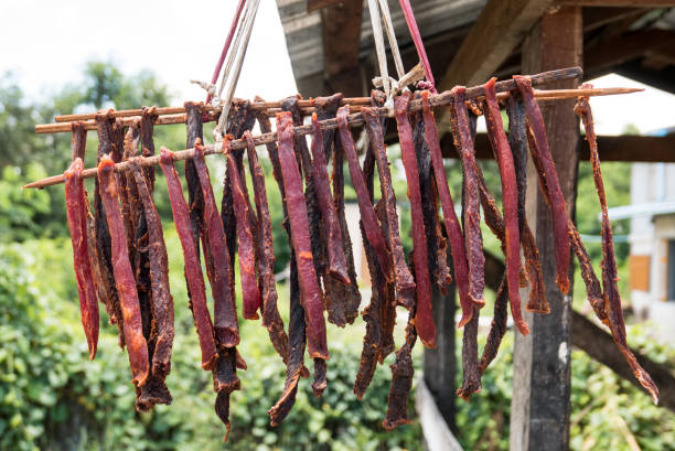 istock Sun-Dried Beef Hanging in Rural Myanmar (Burma) 847043602
