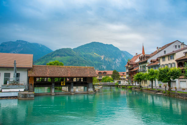 istock Interlaken town with Thunersee river, Switzerland 847046340