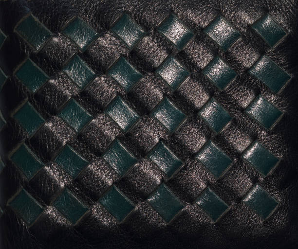 Woven pattern on leather bag. stock photo