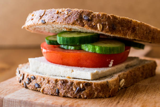 istock Vegan Sandwich with Tofu, tomatoes and cucumber. 847057526