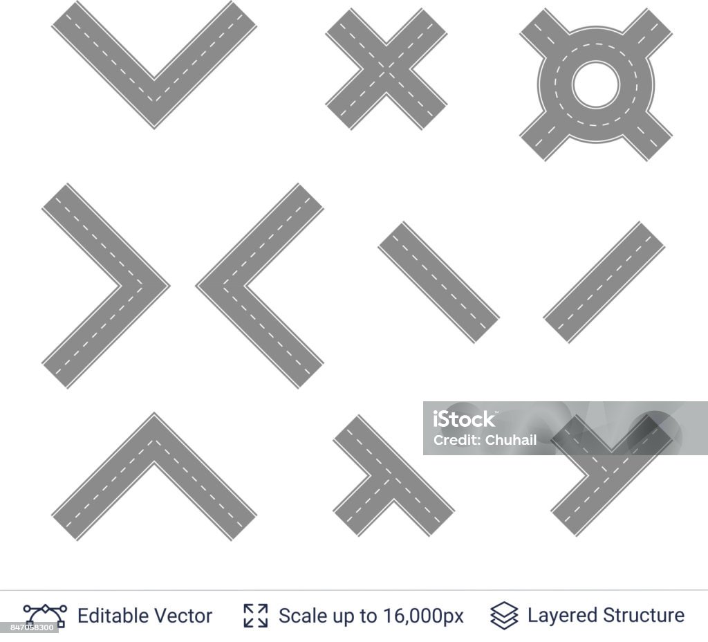 Set de construcție a drumurilor. Set de instrumente pentru harta autostrăzilor. - vector de stoc Asfalt fără redevențe Set de construcție a drumurilor. Set de instrumente pentru harta autostrăzilor. - vector de stoc Asfalt fără redevențe