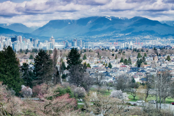 Vancouver city view from Queen Elizabeth Park in spring, Canada