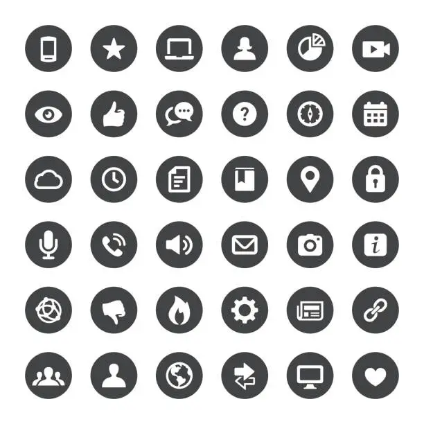 Vector illustration of Social Media and Internet Vector Icons
