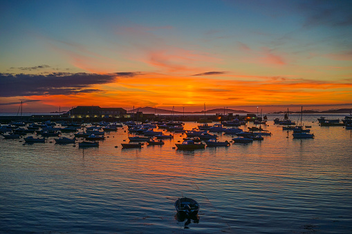 Sunset on the harbour of St Mary's island in the Isles of Scilly..