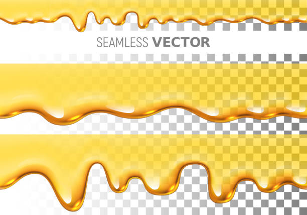 두 개의 투명 한 벡터 원활한 떨어지는 꿀 패턴 선택된 배경 세트 - 꿀 stock illustrations