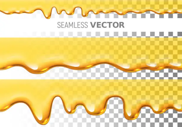Vector illustration of Set of two transparent vector seamless dripping honey pattern on checked background