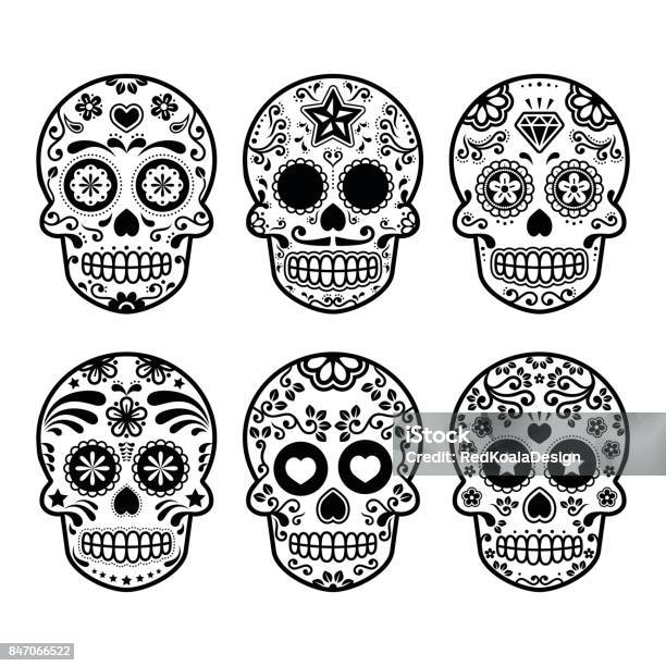 Ilustración de Halloween Calavera De Azúcar Mexicana Dia De Los Muertos Los Iconos De Dibujos Animados más Vectores Libres de Derechos de Calavera de alfeñique - iStock