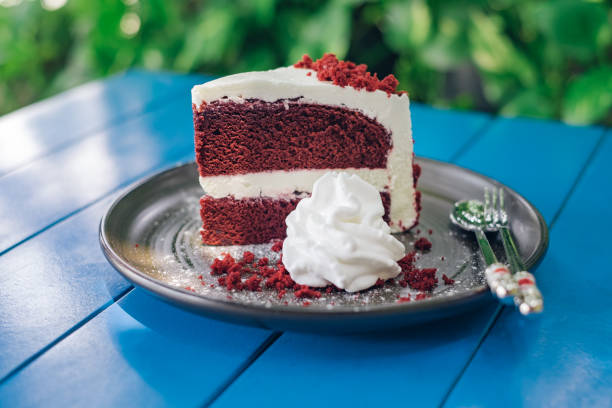 istock Red velvet cake with whipping cream 847066670