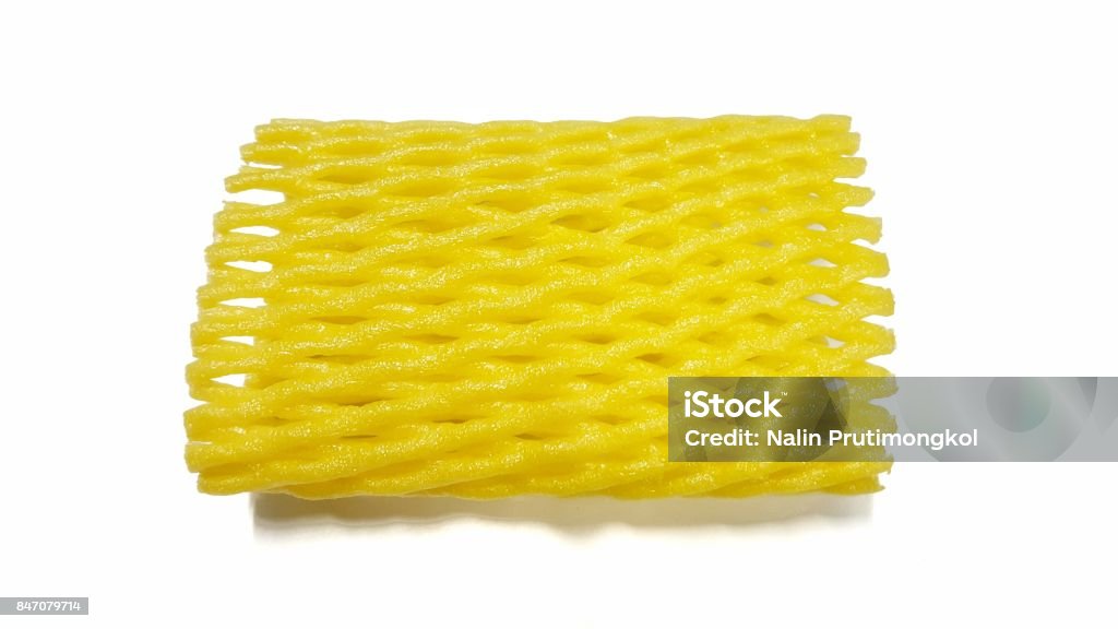 Foam plastic mesh net cushion Foam plastic mesh net cushion isolate on white background. copy space,styrofoam,bubble Abstract Stock Photo