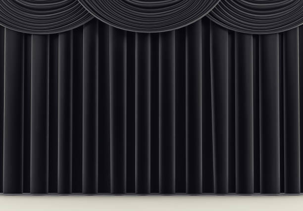 Beautiful black stage curtain. 3d render Beautiful black stage curtain. 3 d rendering curtain call stock pictures, royalty-free photos & images