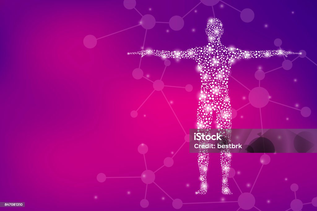 Human body with molecules DNA. Medicine, science and technology concept. Illustration Human body with molecules DNA. Medicine, science and technology concept. Illustration. The Human Body stock illustration