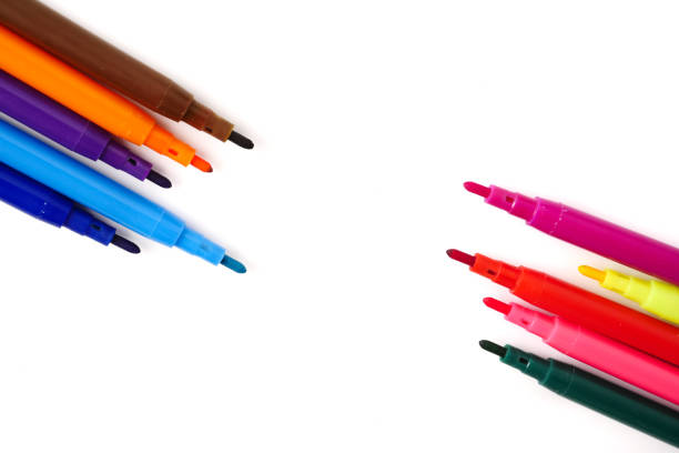 istock Magic colorful pens on a white background. Free space for text 847081498